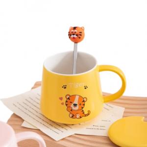Cute Cartoon Tiger Mug And Lid With Spoon Ceramic Cup With Color Box Kawaii Gift Mug For Kids Cute Cartoon Tiger Mug And Lid With Spoon Ceramic Cup With Color Box Kawaii Gift Mug For Kids