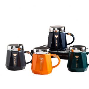 MUGWELL Gift Modern Creative Mirror Cover Office Handle Ceramic Gift Travel Mug With Lid White Coffee Mug Glazed Water Tea Cups MUGWELL Gift Modern Creative Mirror Cover Office Handle Ceramic Gift Travel Mug With Lid White Coffee Mug Glazed Water Tea Cups