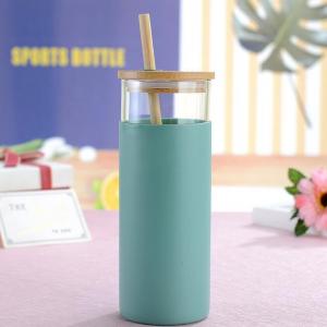 Wholesale 20oz Straws Tumblers With Bamboo Lid Travel Glass Coffee Tumblers Sublimation Tumbler