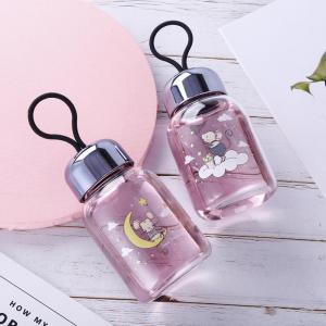 Factory wholesale 400ml Kids customized borosilicate small mouth glass water drink bottle with private label