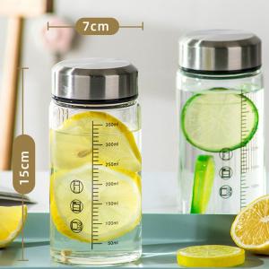 Wholesale eco friendly creative promotional glass water bottle with measurements Wholesale eco friendly creative promotional glass water bottle with measurements